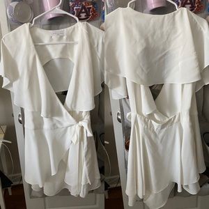 Women’s White Ruffle Romper